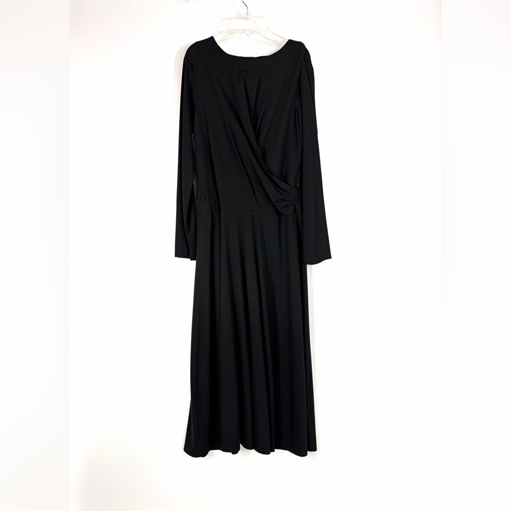 NWT Calvin Klein Black Long Sleeve Draped Maxi Dress